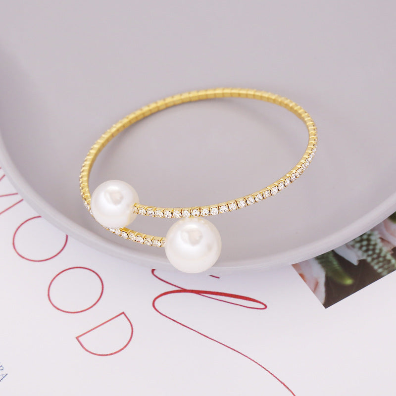 Elegant Pearl Rhinestone Elastic Bracelet
