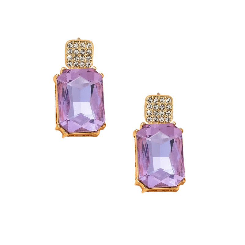 New Fashion Vintage Purple Crystal Stud Earrings for Women