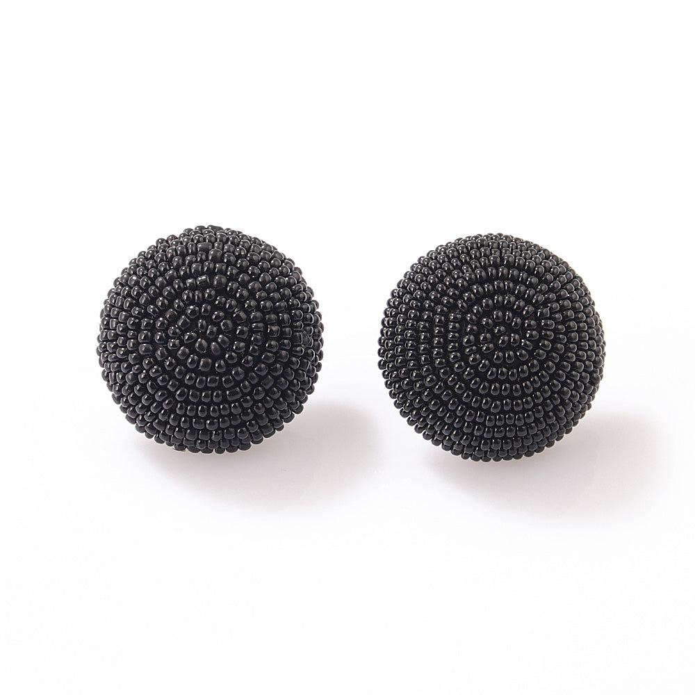 Retro Colorful Hemisphere Bead Stud Earrings for Women