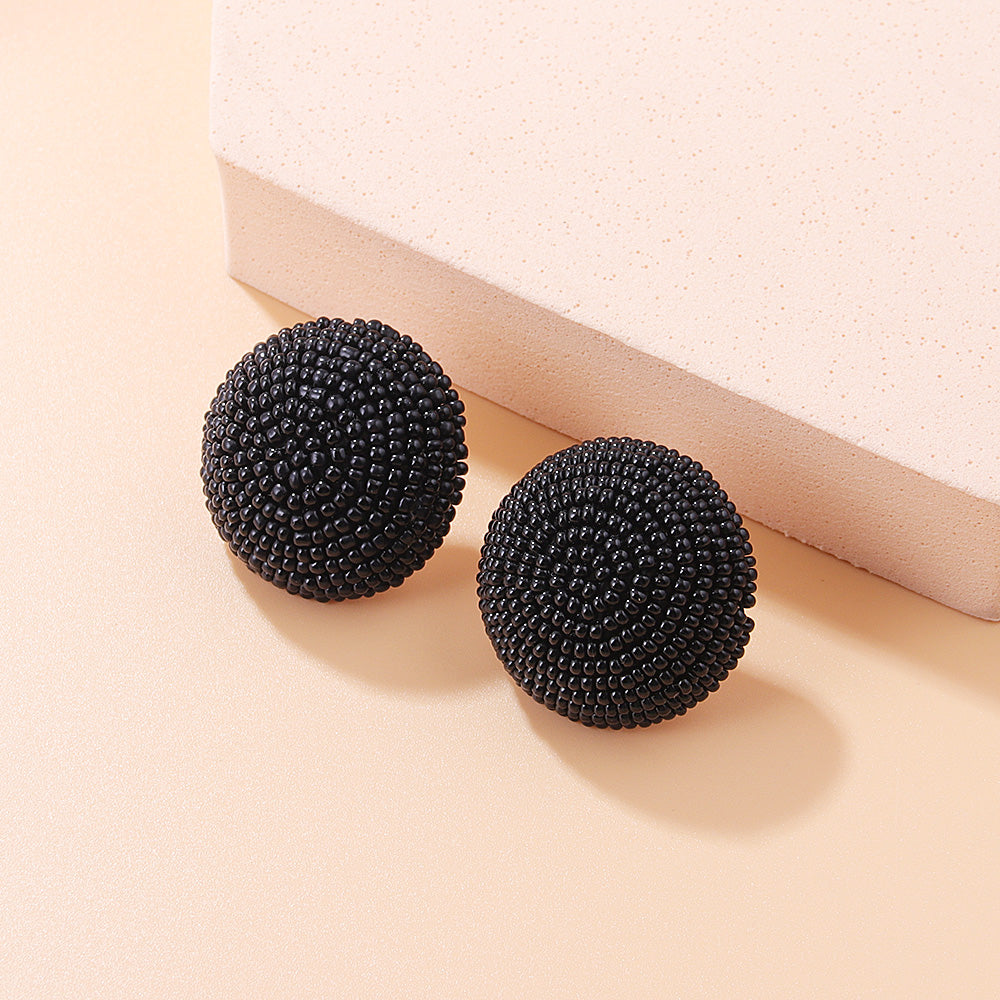 Retro Colorful Hemisphere Bead Stud Earrings for Women