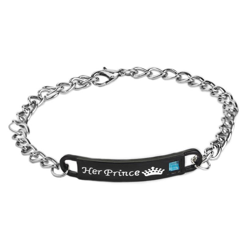 New Fashion Crown and Letter Couple Bracelet with Rhinestone Detailing