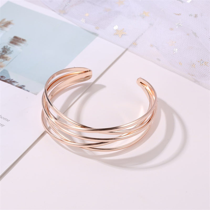 New Fashion Geometric Cross Open Metal Bracelet