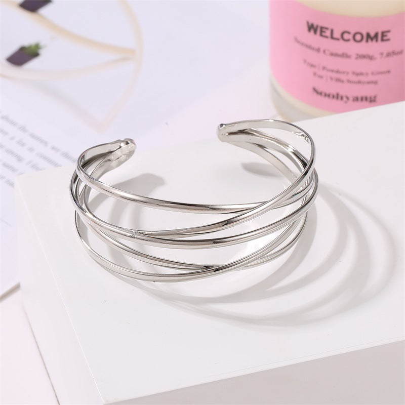 New Fashion Geometric Cross Open Metal Bracelet