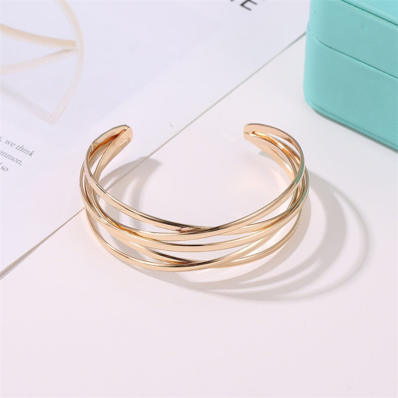 New Fashion Geometric Cross Open Metal Bracelet