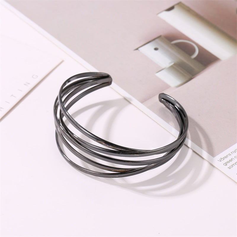 New Fashion Geometric Open Metal Cross Statement Bracelet Wholesale