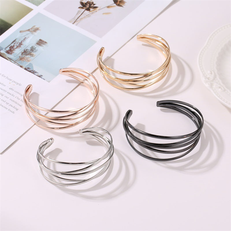 New Fashion Geometric Open Metal Cross Statement Bracelet Wholesale