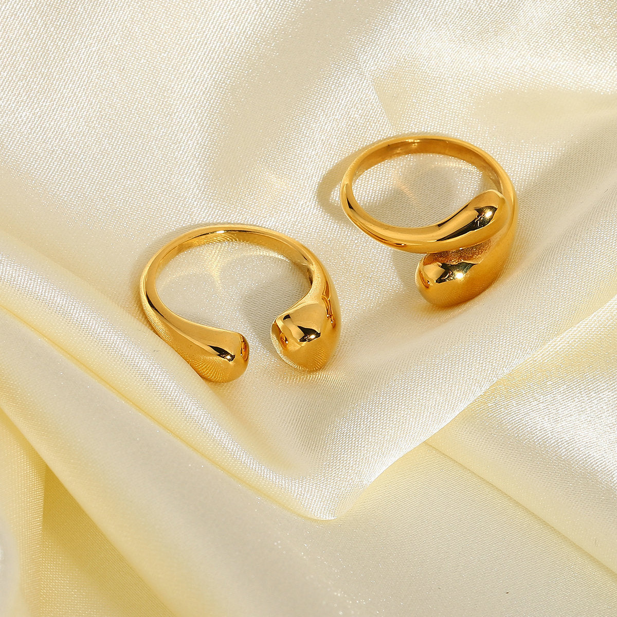 New Minimalist Gold-Plated Stainless Steel Open Teardrop Ring