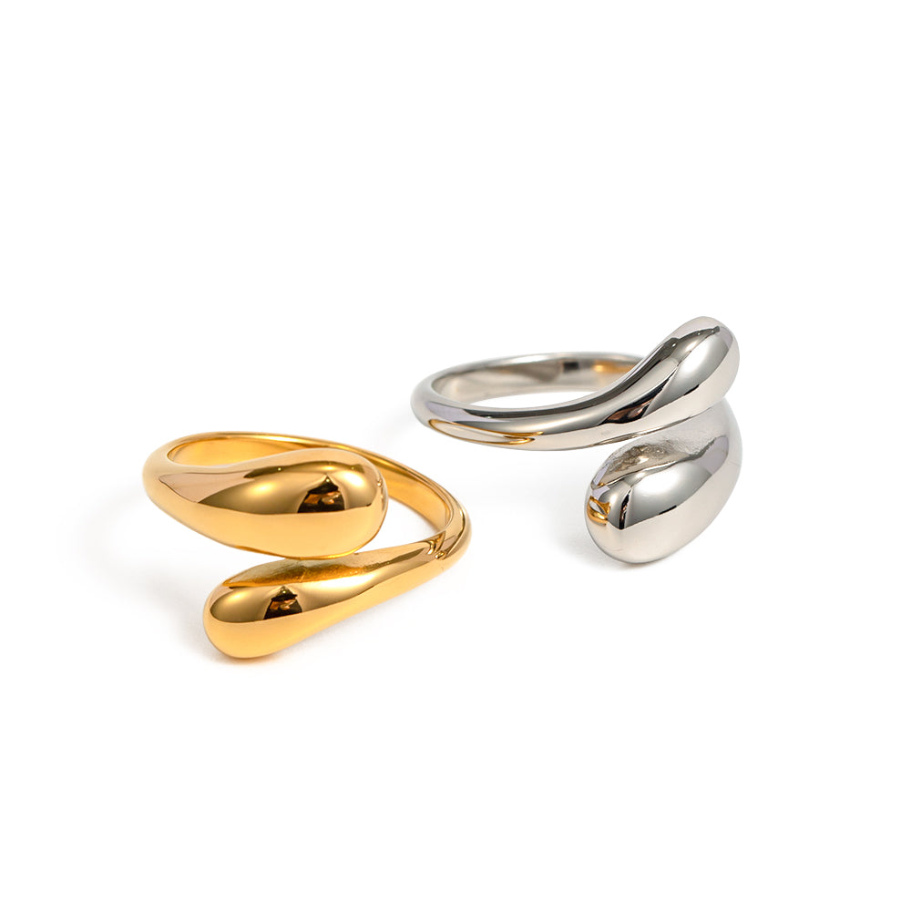 New Minimalist Gold-Plated Stainless Steel Open Teardrop Ring