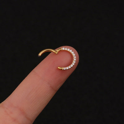 New Fashion Stainless Steel Zircon Inlaid Hoop Earrings and Nose Rings