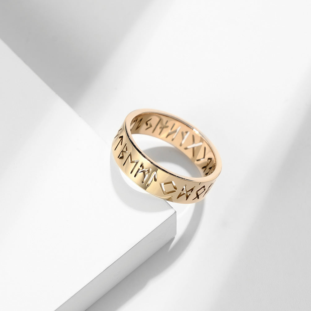 Nordic Rune Stainless Steel Ring for Men and Women