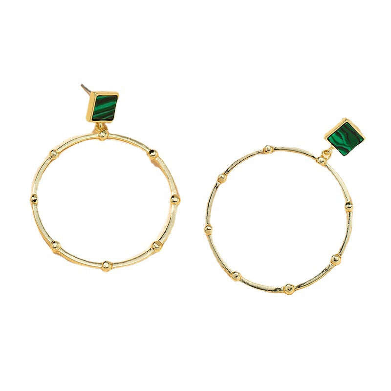 New Fashion Geometric Turquoise Metal Hoop Earrings