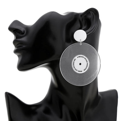 New Fashion Vinyl Record Round Earrings Simple Chic Statement Studs