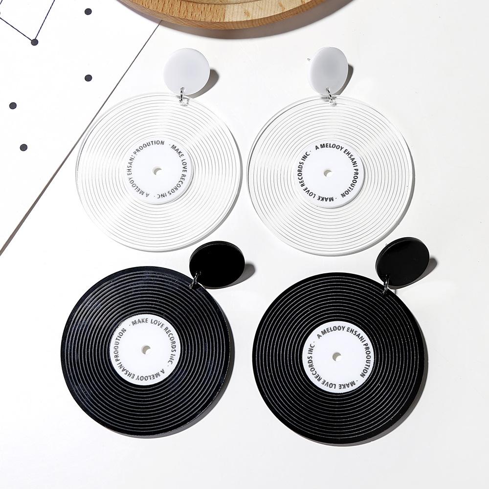 New Fashion Vinyl Record Round Earrings Simple Chic Statement Studs