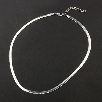 Silver Snake Bone Chain Necklace - Unisex Minimalist Clavicle Jewelry