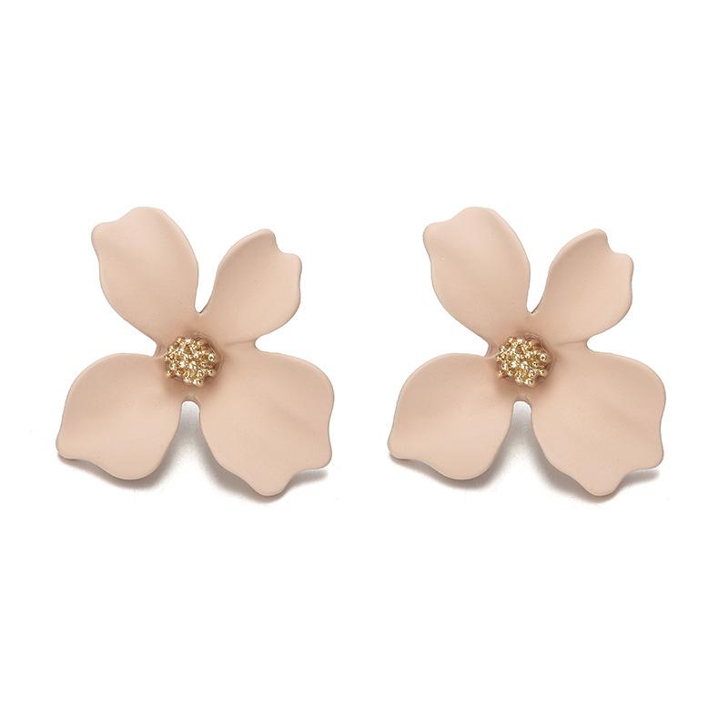Floral Alloy Earrings with Painted Petals - 5 Colors