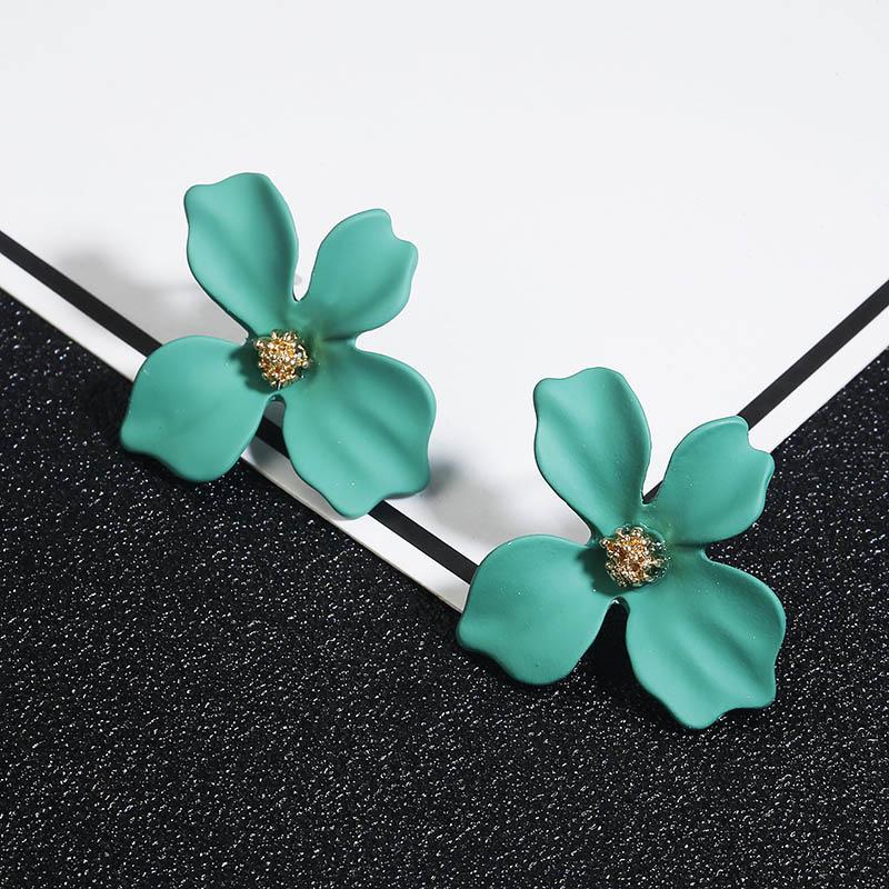 Floral Alloy Earrings with Painted Petals - 5 Colors