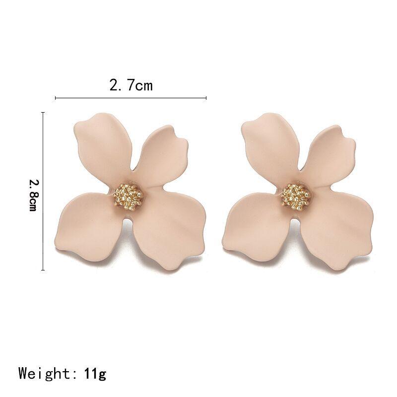 Floral Alloy Earrings with Painted Petals - 5 Colors