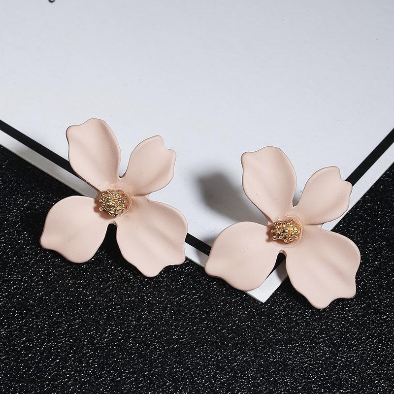 Floral Alloy Earrings with Painted Petals - 5 Colors