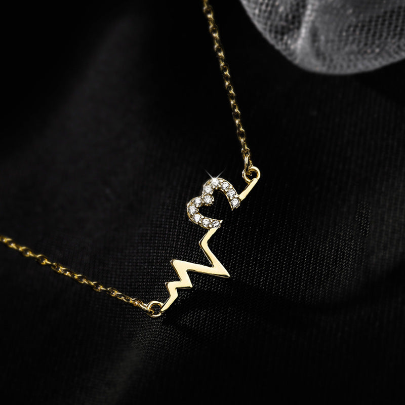 New Diamond Heartbeat Pendant Necklace for Women