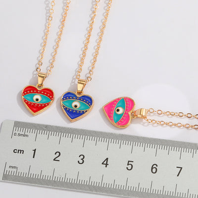 Heart Blue Eye Multicolor Irregular Pendant Necklace