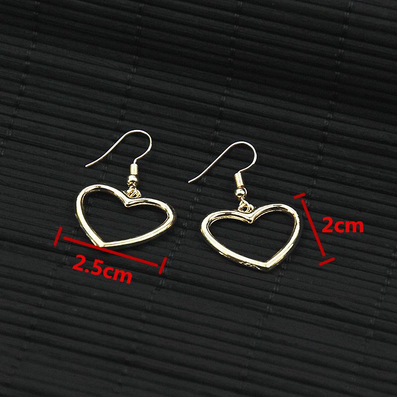 Geometric Heart Hollow Alloy Earrings - Sweet Harajuku Style Gold Dangle Jewelry