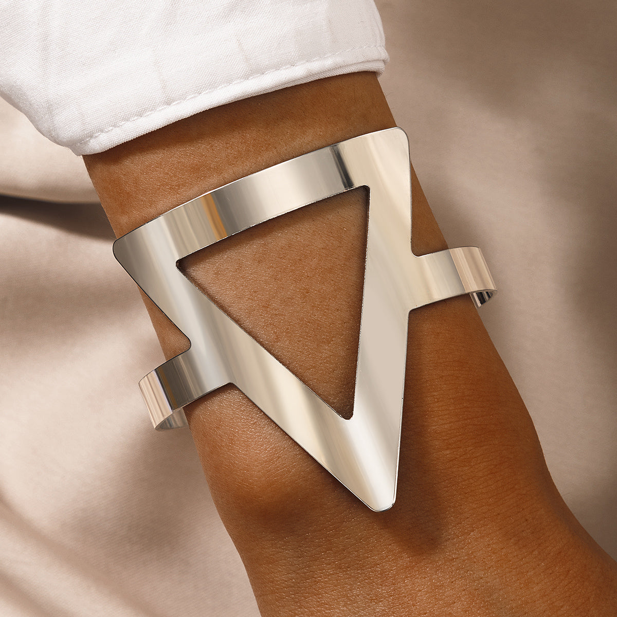 Silver Geometric Triangle Punk Bracelet