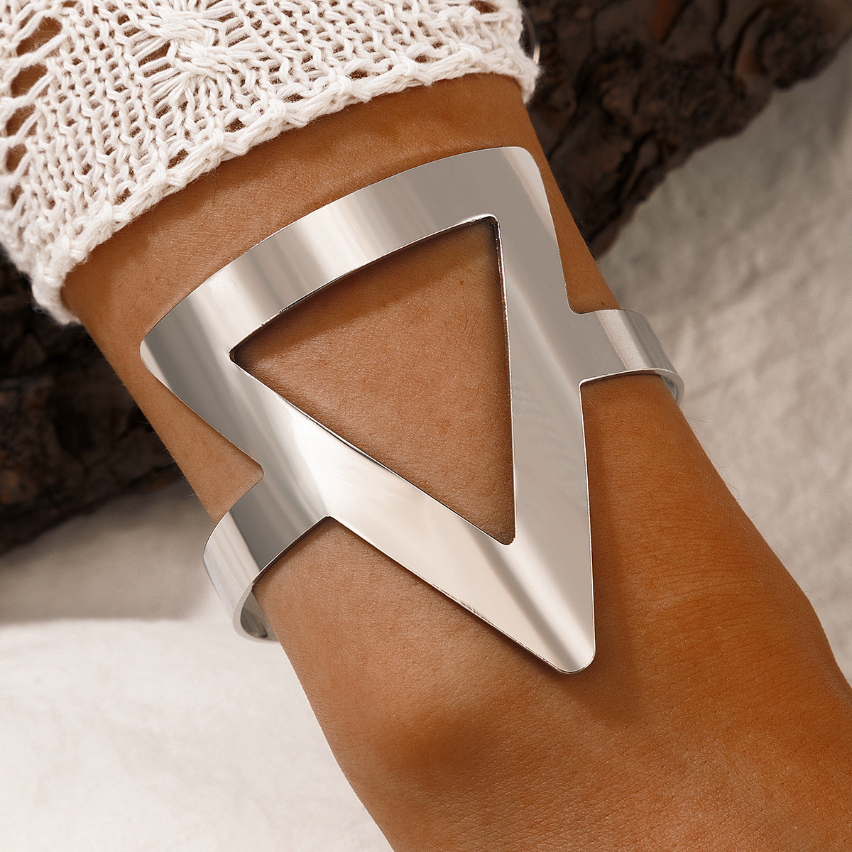 Silver Geometric Triangle Punk Bracelet