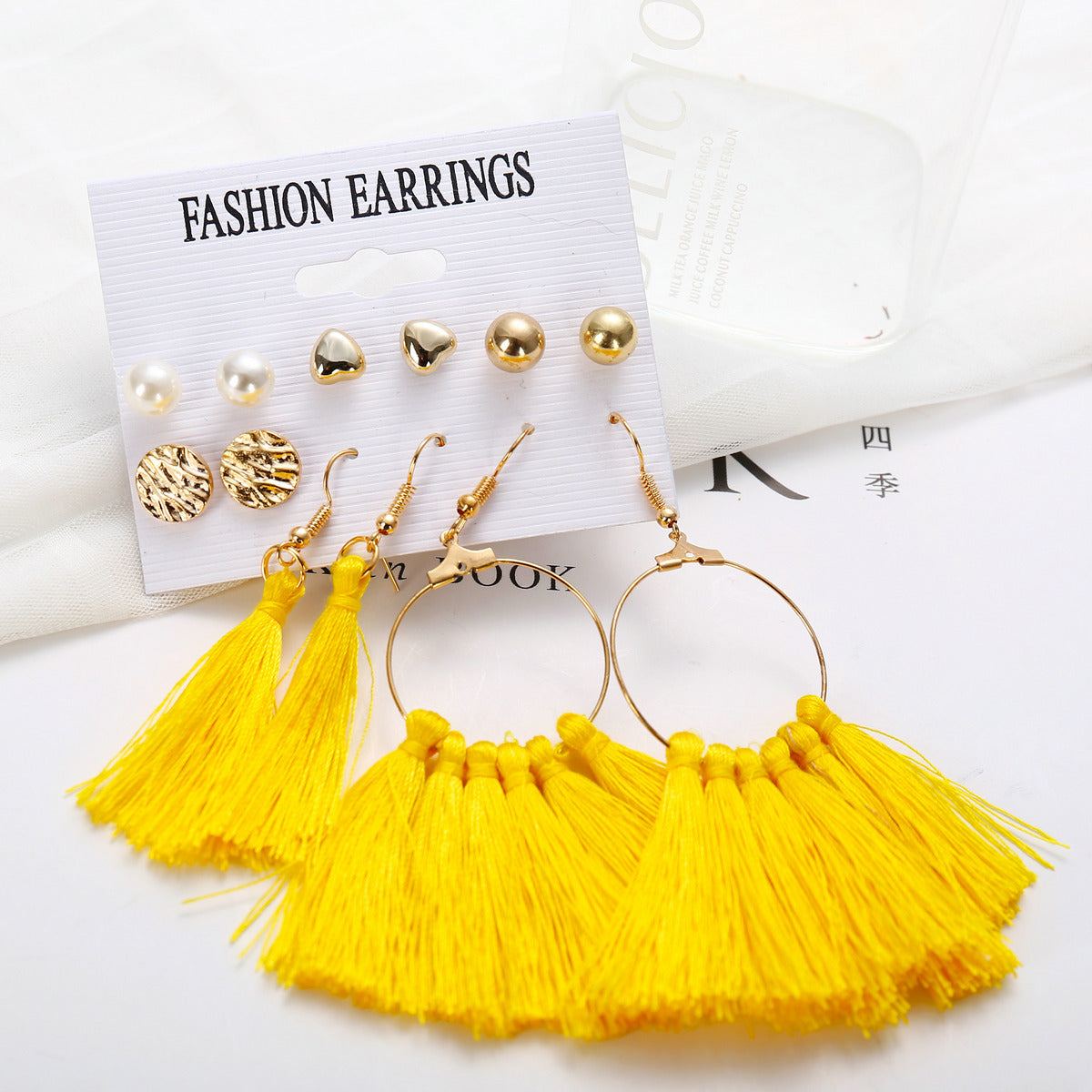 Bohemian Moon Triangle Tassel Earrings Set - 6 Pairs Fashion Statement Jewelry
