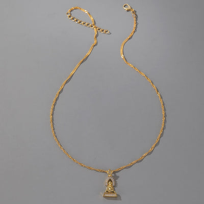 Thailand Gold Plated Buddha Pendant Necklace with Zircon Maitreya Buddha Clavicle Chain