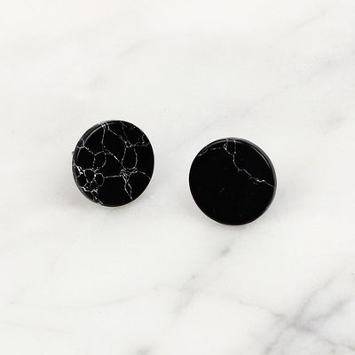 Korean Minimalist Marble Black & White Turquoise Geometric Earrings for Women