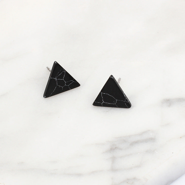 Korean Minimalist Marble Black & White Turquoise Geometric Earrings for Women