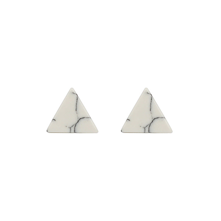 Korean Minimalist Marble Black & White Turquoise Geometric Earrings for Women
