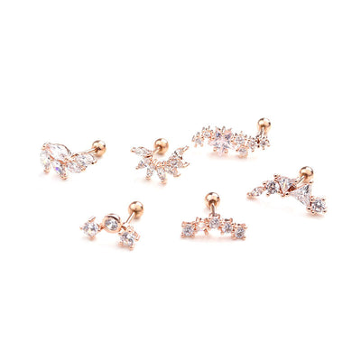 Stainless Steel Leaf and Star Zircon Earrings