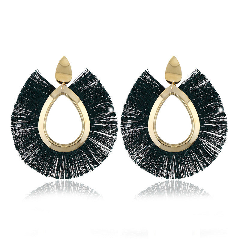Leaf Tassel Retro Water Drop Fan-shaped Earrings - Autumn Fashion Jewelry