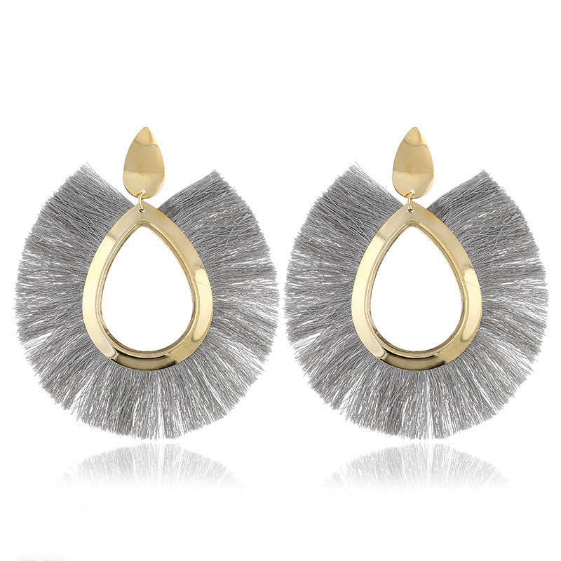 Leaf Tassel Retro Water Drop Fan-shaped Earrings - Autumn Fashion Jewelry