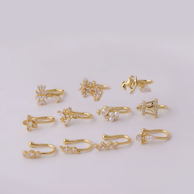New Micro Inlaid Zircon Non-Piercing Fake Nose Ring Studs