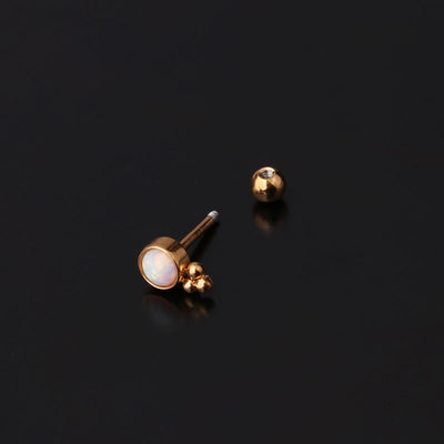 New Mini Zircon Opal Stainless Steel Body Piercing Jewelry Earrings