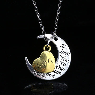 New Moon Love Letters Alloy Necklace Fashion Trend Jewelry