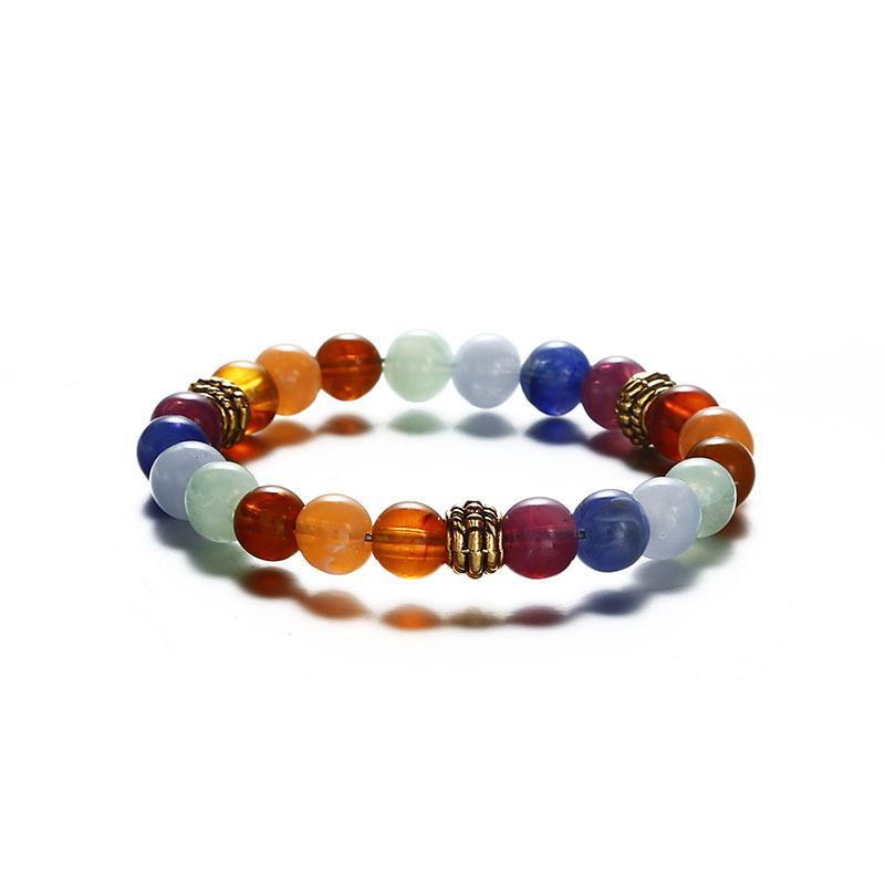 Natural Volcanic Stone Crown Beaded Yoga Bracelet