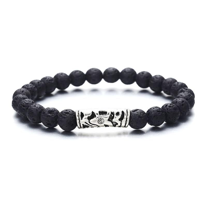 Natural Volcanic Stone Crown Beaded Yoga Bracelet