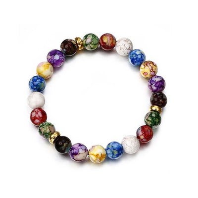 Natural Volcanic Stone Crown Beaded Yoga Bracelet