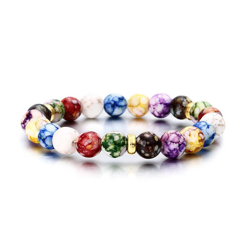 Natural Volcanic Stone Crown Beaded Yoga Bracelet