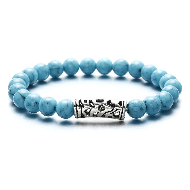 Natural Volcanic Stone Crown Beaded Yoga Bracelet