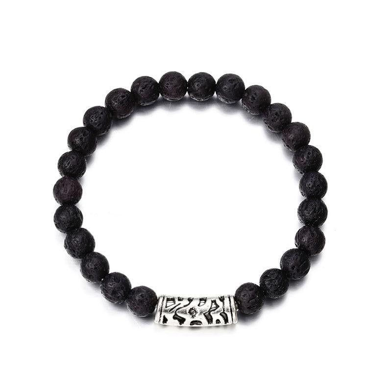 Natural Volcanic Stone Crown Beaded Yoga Bracelet