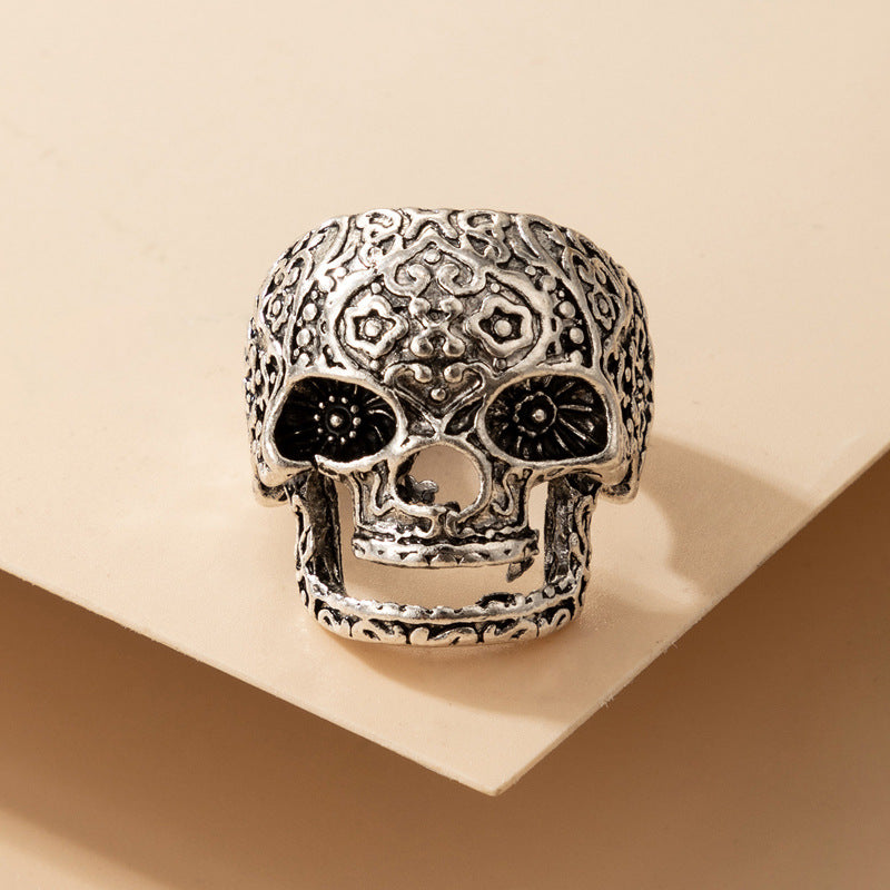 Punk Halloween Skull Zodiac Geometric Metal Ring