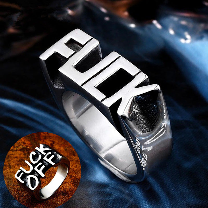 Punk Style Alphabet Alloy Ring for Men and Women - Fashion Creative Jewelry