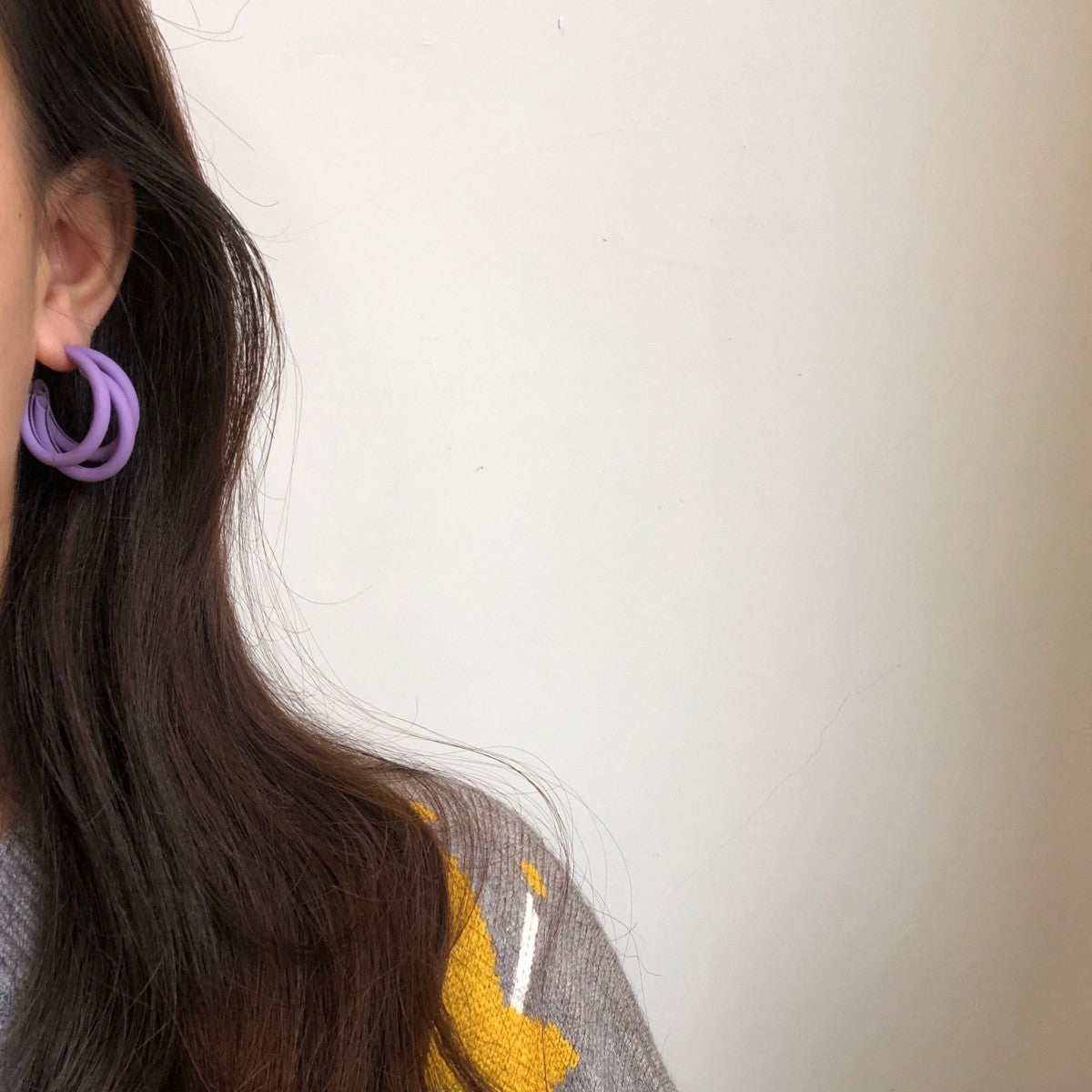 Purple Multi-layer Hoop Earrings with S925 Silver Pin