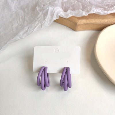 Purple Multi-layer Hoop Earrings with S925 Silver Pin