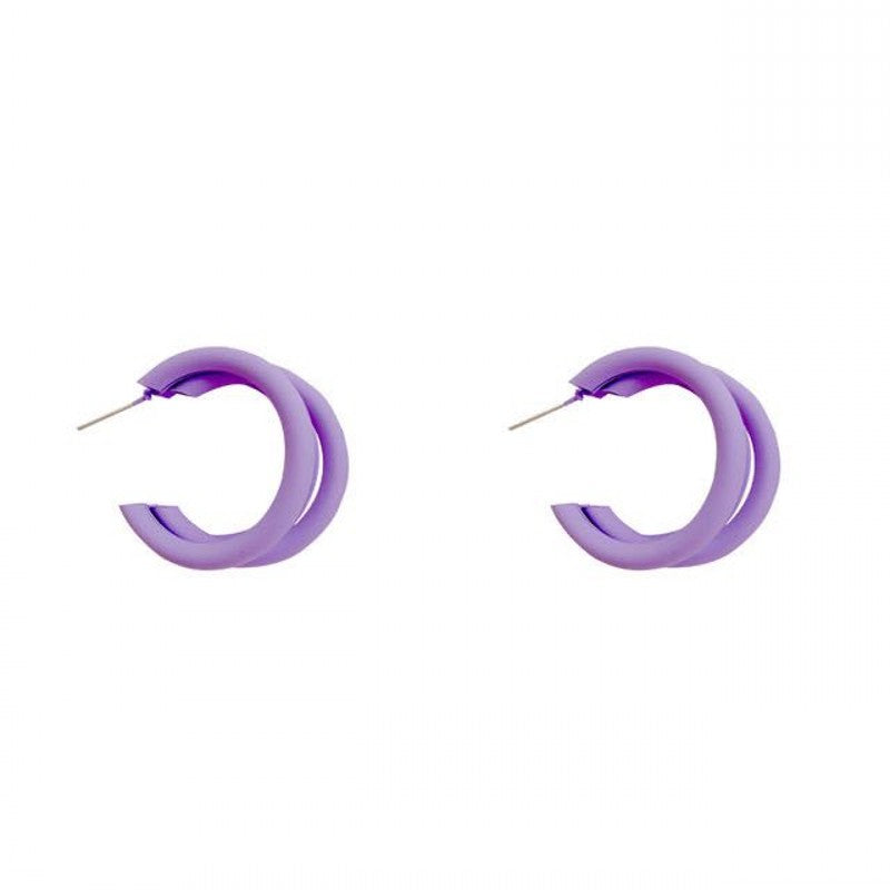 Purple Multi-layer Hoop Earrings with S925 Silver Pin