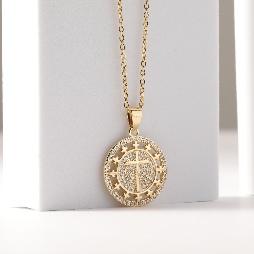 Women's Religious Cross Pendant Copper Necklace - Wholesale Fashion Jewelry